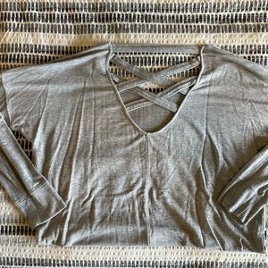 Grey Athleta criss cross CYA sweatshirt